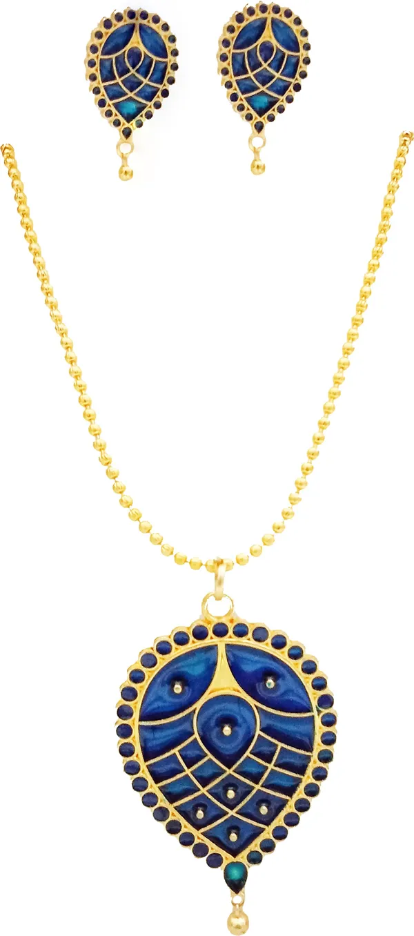 Assamese_Traditional_Blue_Colour_Dugdugi_Chain_Jewellery_Set_For_Women